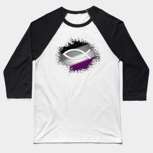 Paint Splatter Asexual Pride Flag Fish Symbol Baseball T-Shirt